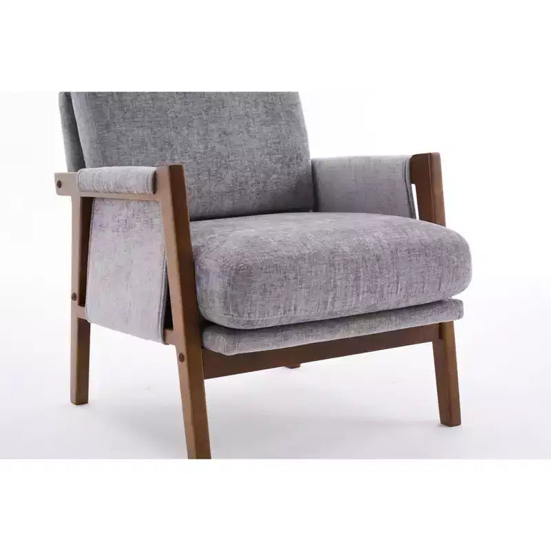 Fauteuil d'appoint moderne du milieu du siècle TUYOHW avec fauteuil de salon en bois rembourré en chenille avec accoudoir Fauteuils simples pour le salon, la chambre