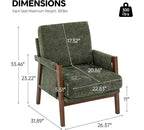 Fauteuil d'appoint moderne du milieu du siècle TUYOHW avec fauteuil de salon en bois rembourré en chenille avec accoudoir Fauteuils simples pour le salon, la chambre