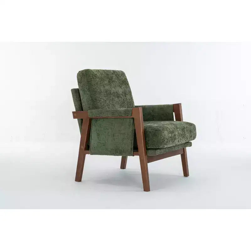 Fauteuil d'appoint moderne du milieu du siècle TUYOHW avec fauteuil de salon en bois rembourré en chenille avec accoudoir Fauteuils simples pour le salon, la chambre