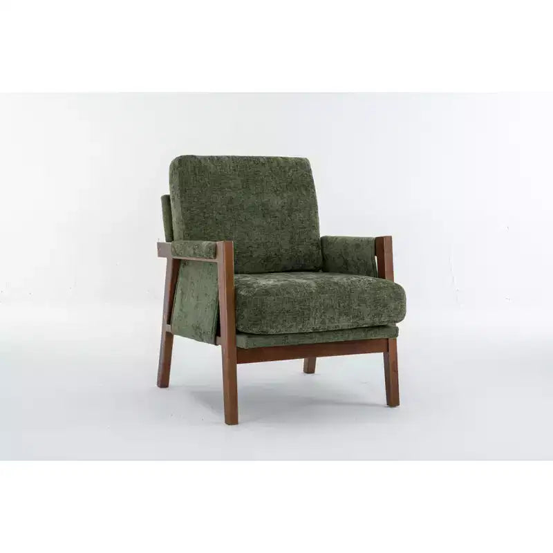 Fauteuil d'appoint moderne du milieu du siècle TUYOHW avec fauteuil de salon en bois rembourré en chenille avec accoudoir Fauteuils simples pour le salon, la chambre