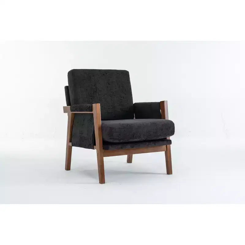 Fauteuil d'appoint moderne du milieu du siècle TUYOHW avec fauteuil de salon en bois rembourré en chenille avec accoudoir Fauteuils simples pour le salon, la chambre