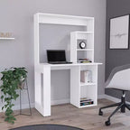 TUYOHW 38.8 Bureau d'ordinateur, bureau avec huche et 5 étagères de rangement, grand plateau de travail, poste de travail moderne pour ordinateur portable, bureau, chambre à coucher, étude