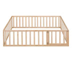 Cadre de lit en bois pleine grandeur Luxystar avec clôture et porte