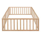 Cadre de lit en bois pleine grandeur Luxystar avec clôture et porte