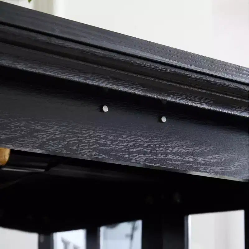 VIYET 69 Bibliothèque/Vitrine Antique - MDF Noir+Verre, 4 Portes, Étagères Réglables, Ampoule E26