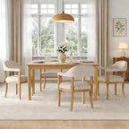 Christopher Knight Home Seokjin Chaises de salle à manger modernes rembourrées en bois d'hévéa avec accoudoirs (lot de 4)