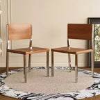 Chaise de salle à manger moderne minimaliste Luck Live (lot de 2) - Piétement en acier inoxydable et assise en bois massif
