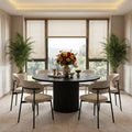 MAYEERTY 47 Round Wood Dining Table, Kitchen Table with Sturdy Fluted Metal Base
