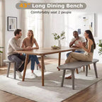 Banc de salle à manger Costway 43'' en bois massif de style ferme, lot de 2 avec pieds en bois d'hévéa pour la cuisine