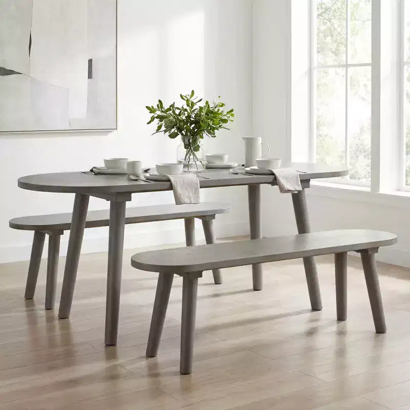 Banc de salle à manger Costway 43'' en bois massif de style ferme, lot de 2 avec pieds en bois d'hévéa pour la cuisine