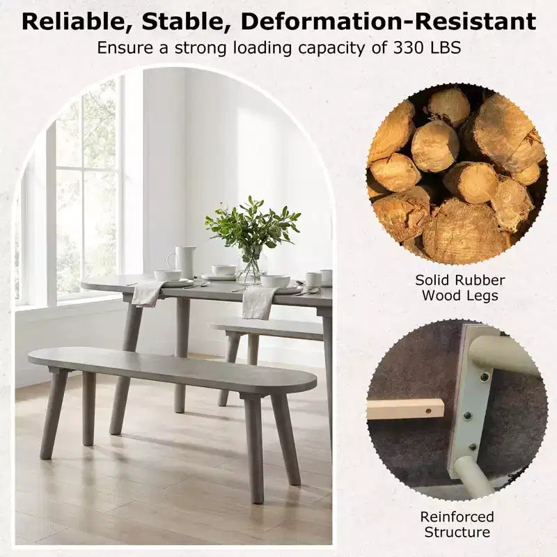 Banc de salle à manger Costway 43'' en bois massif de style ferme, lot de 2 avec pieds en bois d'hévéa pour la cuisine