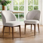 Lot de 2 Chaises de Salle à Manger Mid-Century Modernes, Chaises de Cuisine Rembourrées en Chenille avec Pieds en Bois Massif et Dossier Rond Incurvé - Panipeachy
