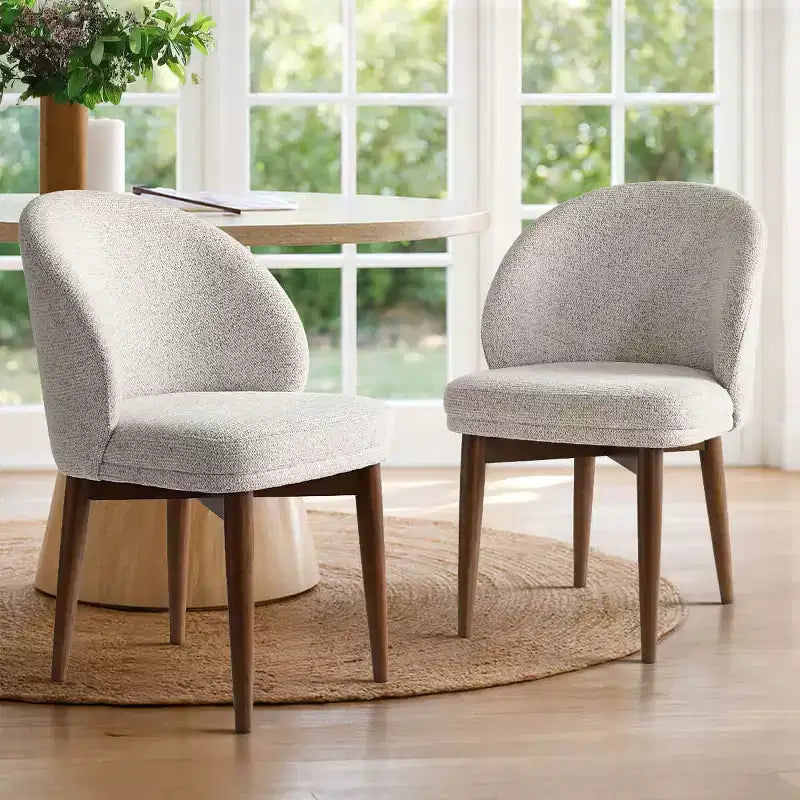 Lot de 2 Chaises de Salle à Manger Mid-Century Modernes, Chaises de Cuisine Rembourrées en Chenille avec Pieds en Bois Massif et Dossier Rond Incurvé - Panipeachy