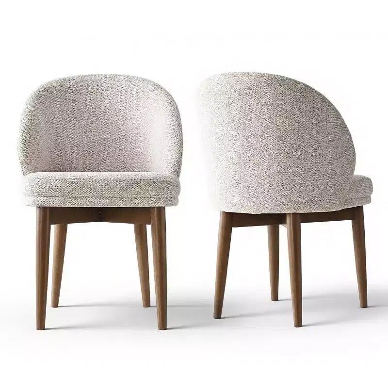 Lot de 2 Chaises de Salle à Manger Mid-Century Modernes, Chaises de Cuisine Rembourrées en Chenille avec Pieds en Bois Massif et Dossier Rond Incurvé - Panipeachy