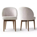 Lot de 2 Chaises de Salle à Manger Mid-Century Modernes, Chaises de Cuisine Rembourrées en Chenille avec Pieds en Bois Massif et Dossier Rond Incurvé - Panipeachy