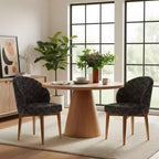 Lot de 2 Chaises de Salle à Manger Mid-Century Modernes, Chaises de Cuisine Rembourrées en Chenille avec Pieds en Bois Massif et Dossier Rond Incurvé - Panipeachy