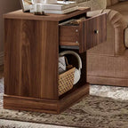 Table de chevet COZONY à cannelures avec tiroir, table de chevet moderne avec étagère ouverte, table de chevet avec rangement, table d'appoint peu encombrante avec base à bords incurvés