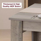 71 Grande table à manger pour 6-8 personnes, Grande table de cuisine rectangulaire de style rustique, Bois, Cadre épais et pieds triangulaires robustes, Base à lattes de bois