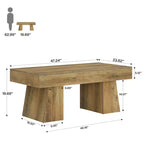 MAYEERTY Table Basse de Ferme de 120 cm, Table Centrale Rectangulaire avec Base Épaisse