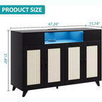 Buffet de rangement avec 2 tiroirs et portes, éclairage intégré et prise de courant, meuble de rangement d'appoint, table de bar à café, pour cuisine, salle à manger