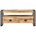vidaXL Table Basse Marron et Noir Bois d'Acacia Massif, Acier Laqué