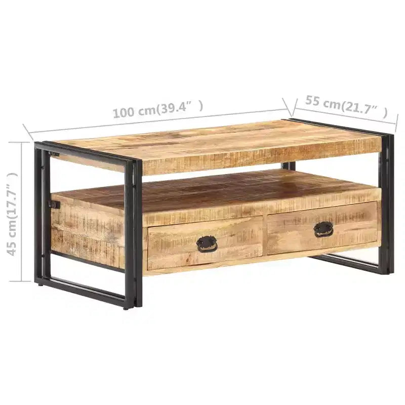 vidaXL Table Basse Marron et Noir Bois d'Acacia Massif, Acier Laqué