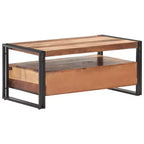 vidaXL Table Basse Marron et Noir Bois d'Acacia Massif, Acier Laqué