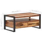 vidaXL Table Basse Marron et Noir Bois d'Acacia Massif, Acier Laqué