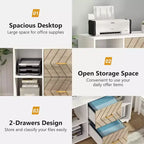 Classeur 2 tiroirs Lantine, Grand classeur latéral mobile pour dossiers de format lettre avec support d'imprimante et roulettes pour bureau à domicile, Blanc