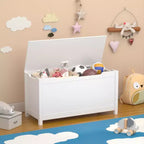 Coffre à jouets en bois pour enfants avec couvercle à charnière de sécurité, pour les 2 ans et plus (blanc)