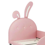 Lit de princesse rembourré en forme de lapin MAYEERTY pour lit jumeau avec tête de lit et pied de lit rose