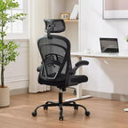 Chaise de bureau ergonomique Acekool avec accoudoirs relevables, siège large en maille, soutien lombaire, chaise de bureau d'ordinateur pour chambre à coucher et bureau
