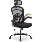 Acekool Ergonomic Office Chair with Flip-Up Armrests, Wide Mesh Seat, Lumbar Support, Computer Desk Chair for Bedroom Study