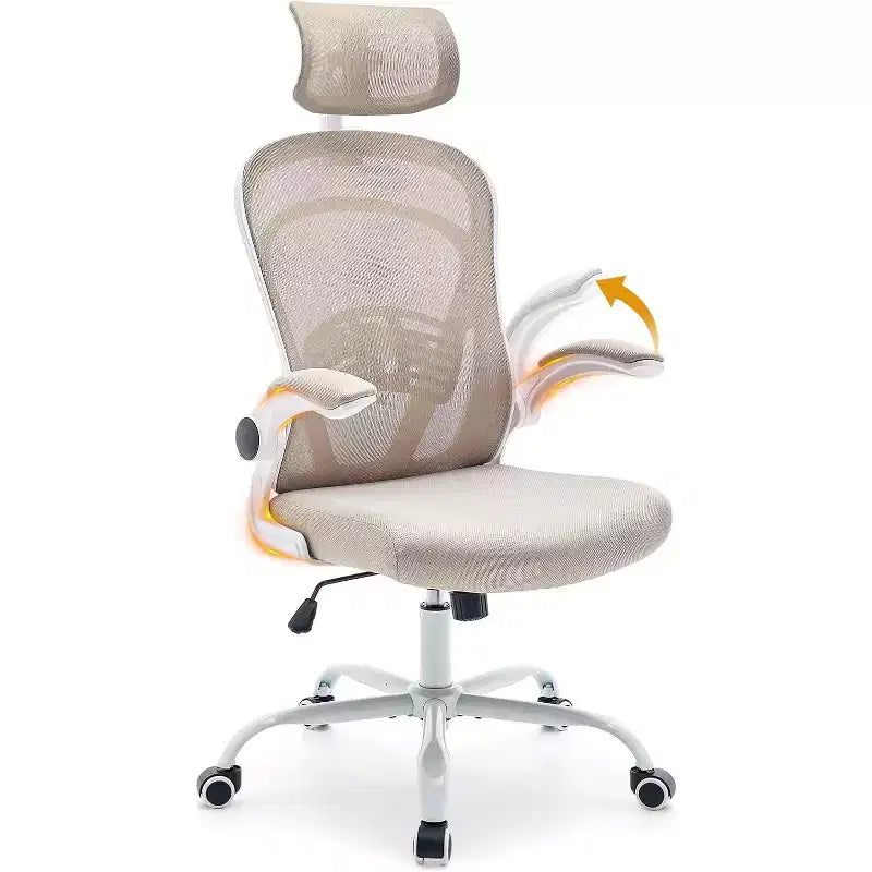 Chaise de bureau ergonomique Acekool avec accoudoirs relevables, siège large en maille, soutien lombaire, chaise de bureau d'ordinateur pour chambre à coucher et bureau