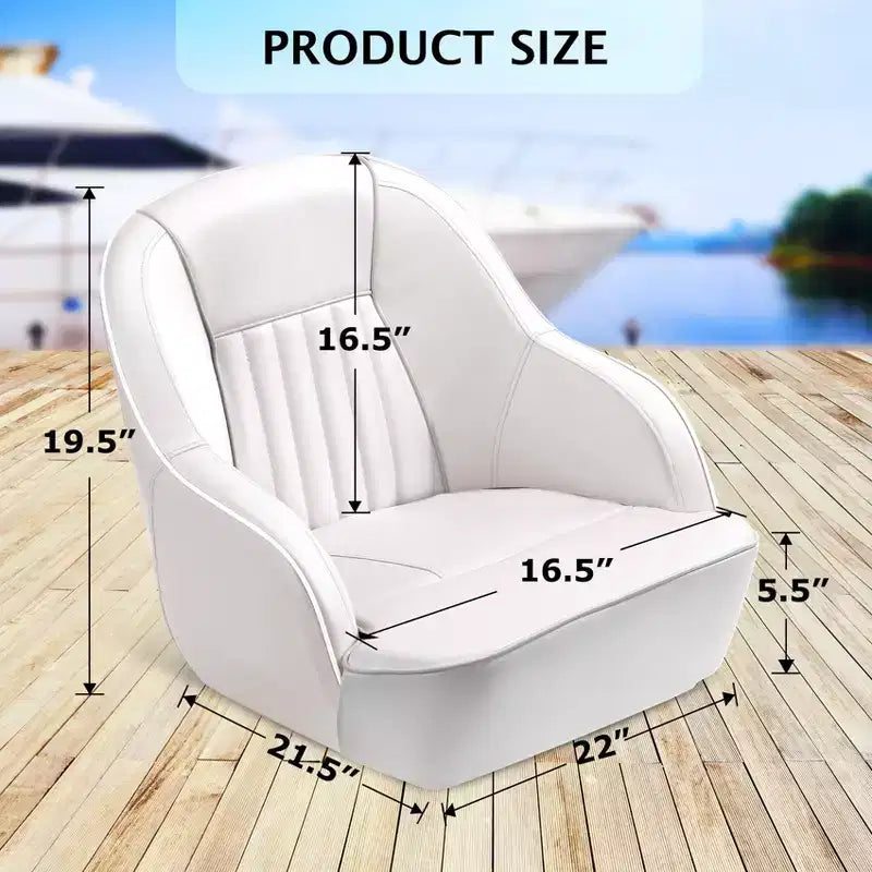 Fauteuil Capitaine, Siège de Bateau en Vinyle Marine avec Rembourrage Épais en Éponge et Dossier Ergonomique, Siège de Ponton de 42 cm de Large