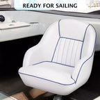 Fauteuil Capitaine, Siège de Bateau en Vinyle Marine avec Rembourrage Épais en Éponge et Dossier Ergonomique, Siège de Ponton de 42 cm de Large