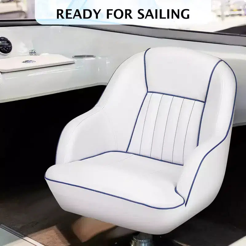 Fauteuil Capitaine, Siège de Bateau en Vinyle Marine avec Rembourrage Épais en Éponge et Dossier Ergonomique, Siège de Ponton de 42 cm de Large