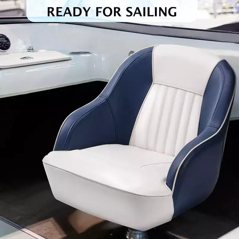 Fauteuil Capitaine, Siège de Bateau en Vinyle Marine avec Rembourrage Épais en Éponge et Dossier Ergonomique, Siège de Ponton de 42 cm de Large