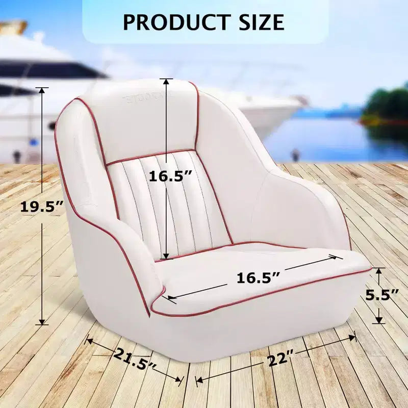 Fauteuil Capitaine, Siège de Bateau en Vinyle Marine avec Rembourrage Épais en Éponge et Dossier Ergonomique, Siège de Ponton de 42 cm de Large