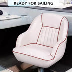 Fauteuil Capitaine, Siège de Bateau en Vinyle Marine avec Rembourrage Épais en Éponge et Dossier Ergonomique, Siège de Ponton de 42 cm de Large