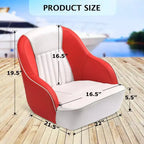 Fauteuil Capitaine, Siège de Bateau en Vinyle Marine avec Rembourrage Épais en Éponge et Dossier Ergonomique, Siège de Ponton de 42 cm de Large