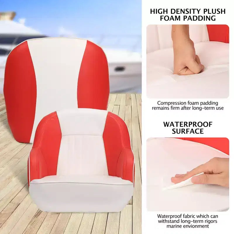 Fauteuil Capitaine, Siège de Bateau en Vinyle Marine avec Rembourrage Épais en Éponge et Dossier Ergonomique, Siège de Ponton de 42 cm de Large