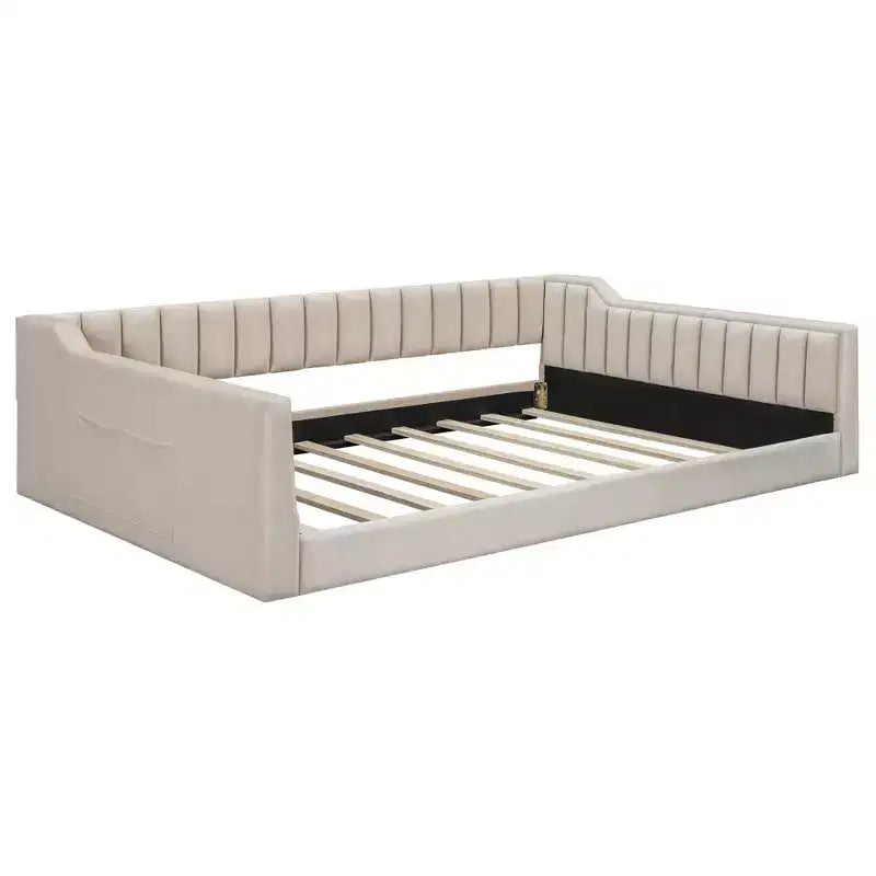 Lit de repos moderne en velours Luxystar avec poches latérales