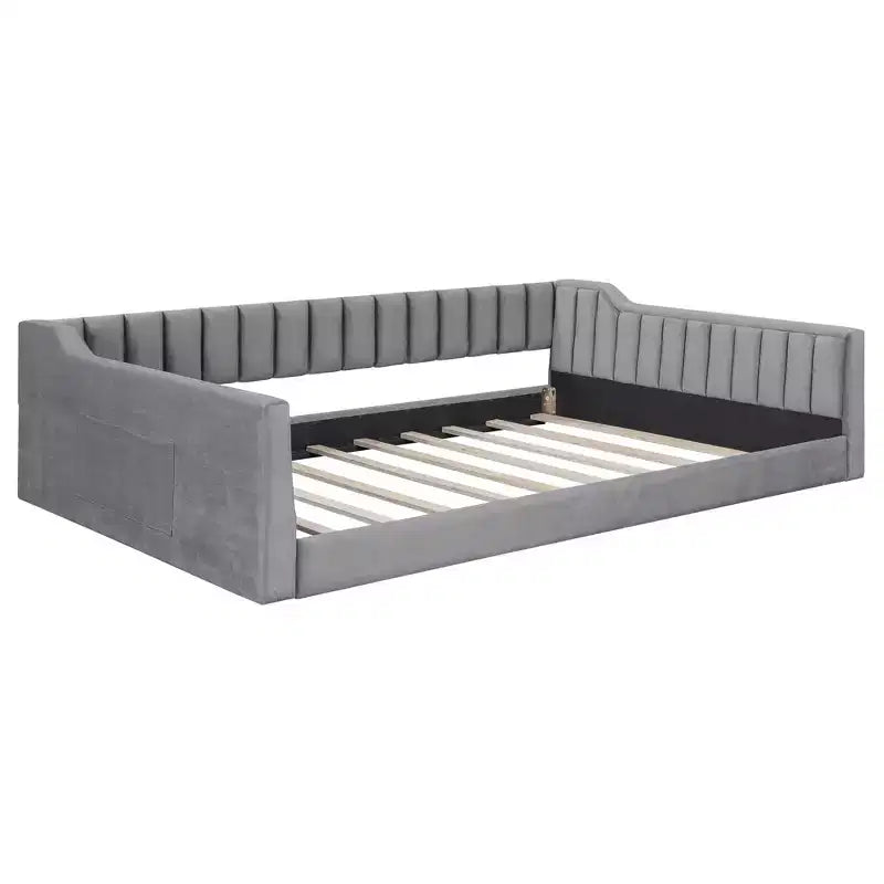 Lit de repos moderne en velours Luxystar avec poches latérales