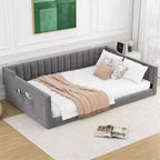 Lit de repos moderne en velours Luxystar avec poches latérales