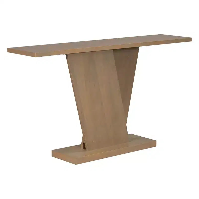 Table console d'entrée Whisen V-Base, table de couloir d'appoint, table de canapé mince avec placage en bois naturel, polyvalence classique