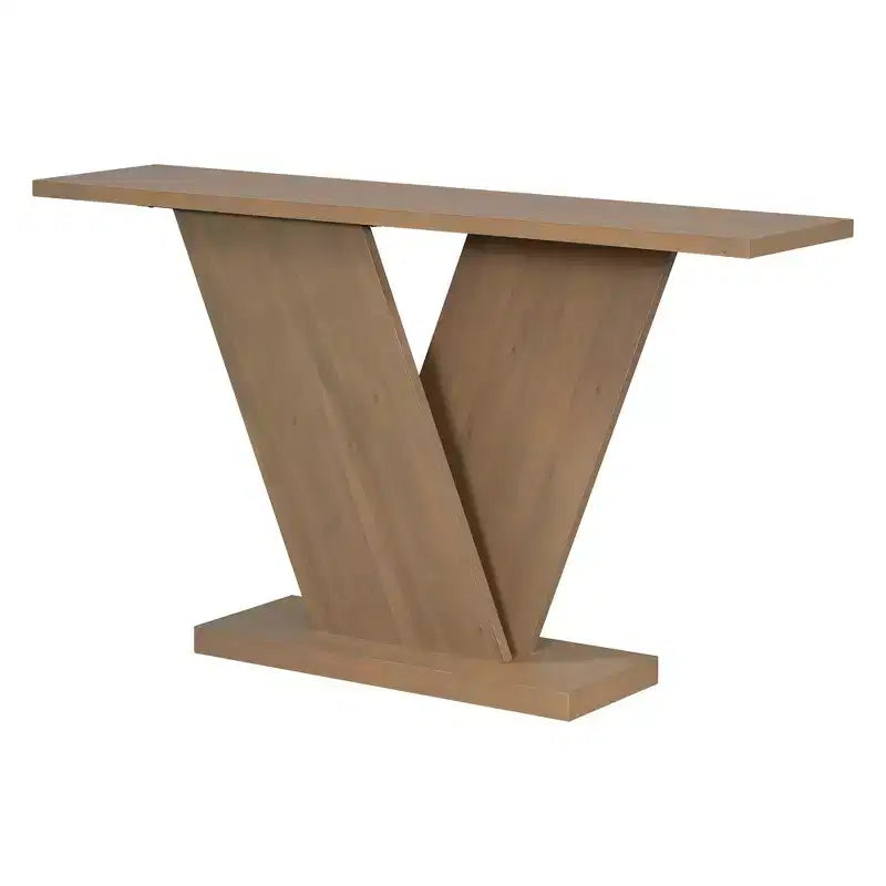 Table console d'entrée Whisen V-Base, table de couloir d'appoint, table de canapé mince avec placage en bois naturel, polyvalence classique
