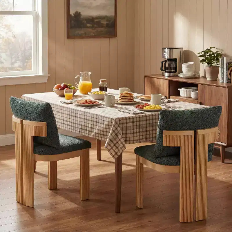 Christopher Knight Home Eunseo, chaises de salle à manger modernes en tissu bouclé et bois d'hévéa (lot de 2)