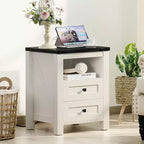 BALHAM TRADE-Table de chevet de ferme, lot de 2 avec recharge USB, 2 tiroirs et étagère ouverte