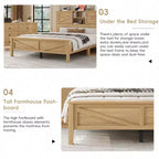 MAYEERTY Ensemble de chambre à coucher 3 pièces de taille Queen avec tête de lit de rangement à portes coulissantes doubles et table de chevet de rangement avec station de charge et commode pour chambre à coucher, couleur naturelle